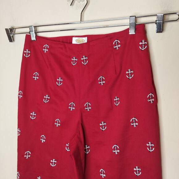 Vintage Talbots Pants Nautical Anchor Embroidered Cropped High Waist - Picture 5 of 9